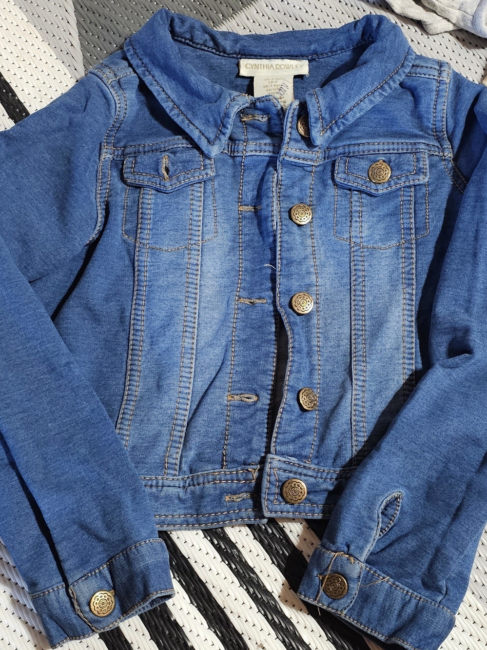 Cynthia Rowley Blue Denim Jean Jacket with Gold Buttons, Girls 7/8